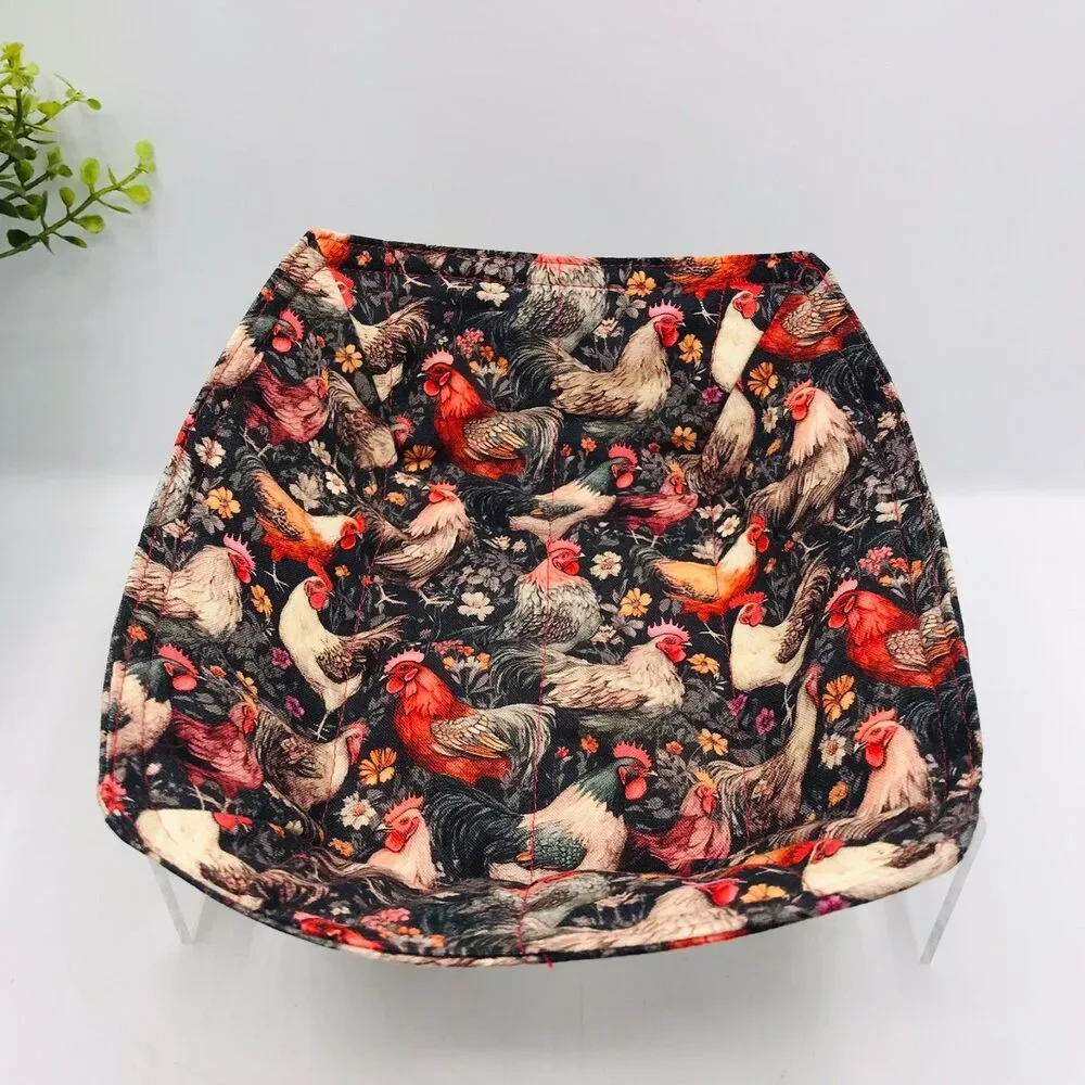 NEW! Microwave Cozy For Takeout Containers Reversible, Farmhouse Chickens